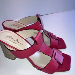 Ana Palma Designer Slide-on Sandals in Red Leather Size 10/42 NWOT
